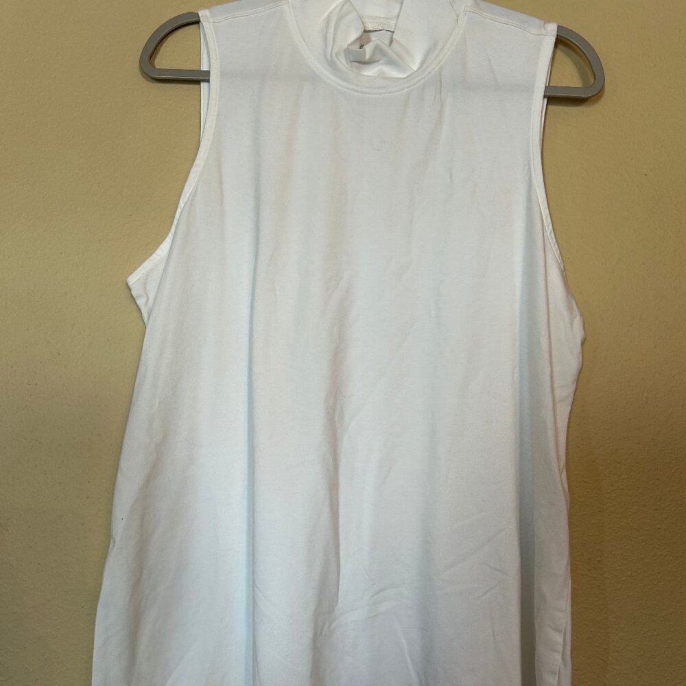 Women's Cap Sleeve Drapey Rib Fitted Funnel Neck Tank